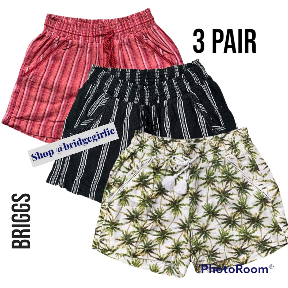Briggs Linen Blend Pull on Shorts, 3 Pairs
